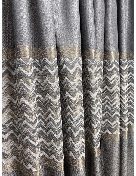 Пано завеса със зиг-заг мотив в сиво и златно 3м.