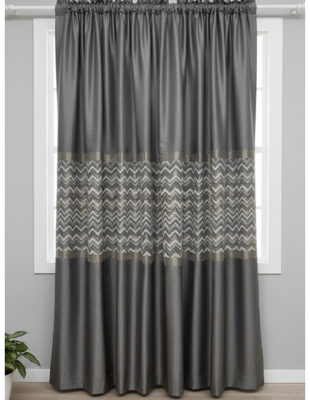 Пано завеса със зиг-заг мотив в сиво и златно 3м.