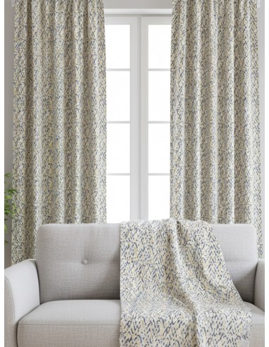 Завеса с памук и шарка зиг-заг в жълто и синьо