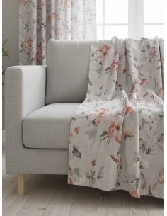 Текстил със съдържание на памук на червени и сиви цветя