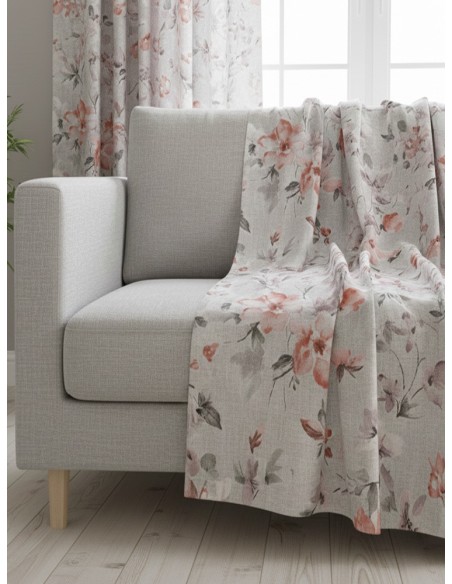 Текстил със съдържание на памук на червени и сиви цветя