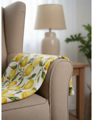 Бяла завеса с принт на жълти лимони