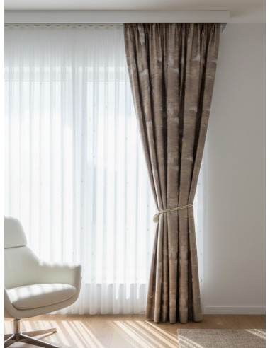 Завеса с артистичен десен в златисто и капучино