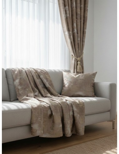 Завеса с артистичен десен в златисто и капучино