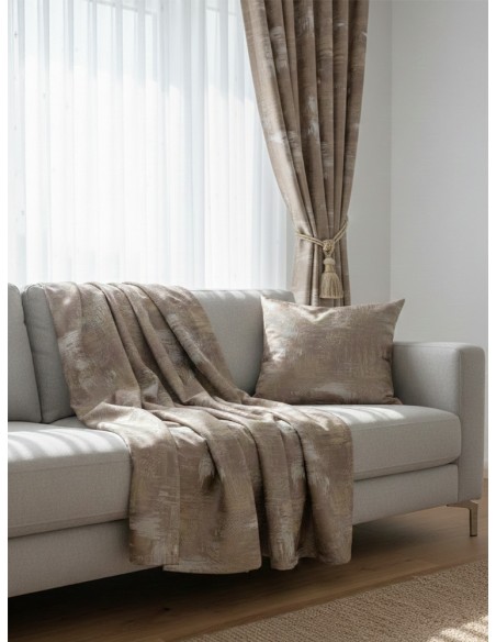 Завеса с артистичен десен в златисто и капучино