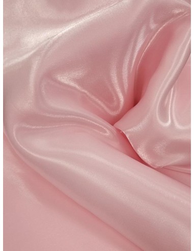Плътна сатенирана материя в розов цвят-2