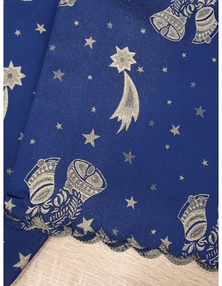 Синя покривка за маса с коледни мотиви 160x220см.-2