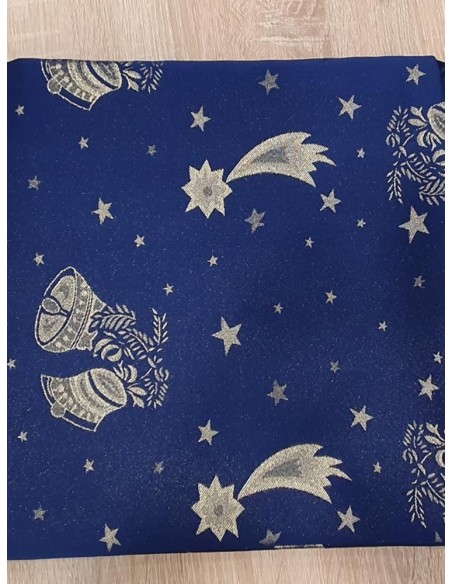 Синя покривка за маса с коледни мотиви 160x220см.-3